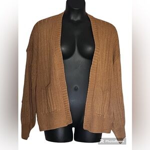 New with flaws open front layering piece cardigan gold sweater XL
